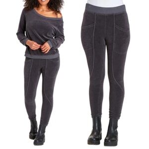 XCVI Wallace Soft Velour Pants Leggings in Charcoal Gray NWT!